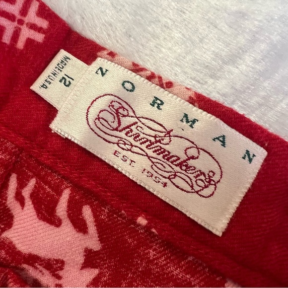 Vintage 80s Norman Shirtmakers Flannel Red Pink Christmas Circle Skirt Sz 12 EVC - Picture 6 of 7